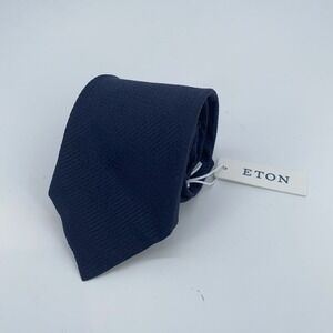 Eton Tie Mens One Size Navy Blue Silk Luxury Classic Fit Necktie Italy Made NWT